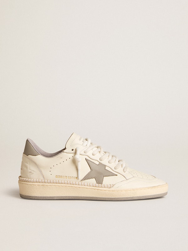 Golden Goose - Women’s Ball Star LTD with gray leather star and heel tab and stitching in 