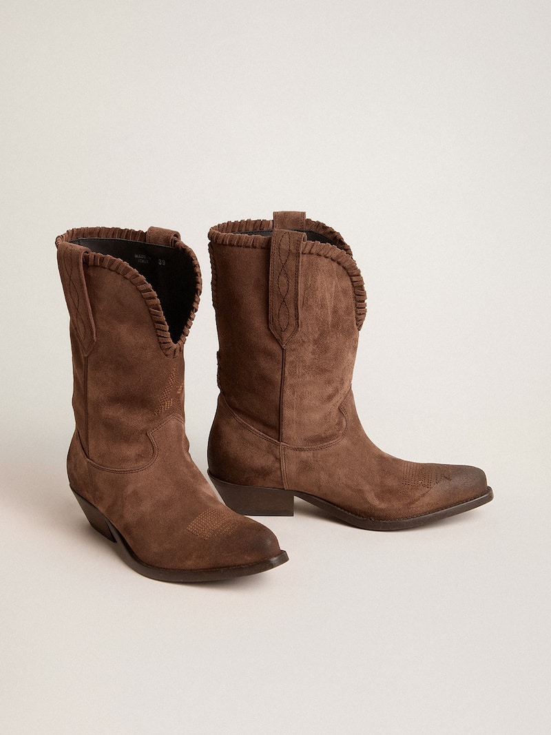 Golden Goose - Low Women&rsquo;s boots in dark brown washed suede in 