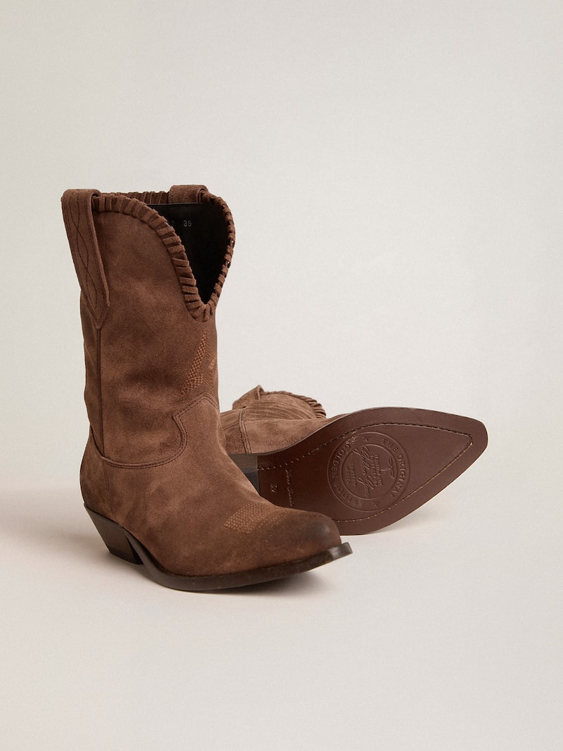 Golden Goose - Low Women&rsquo;s boots in dark brown washed suede in 