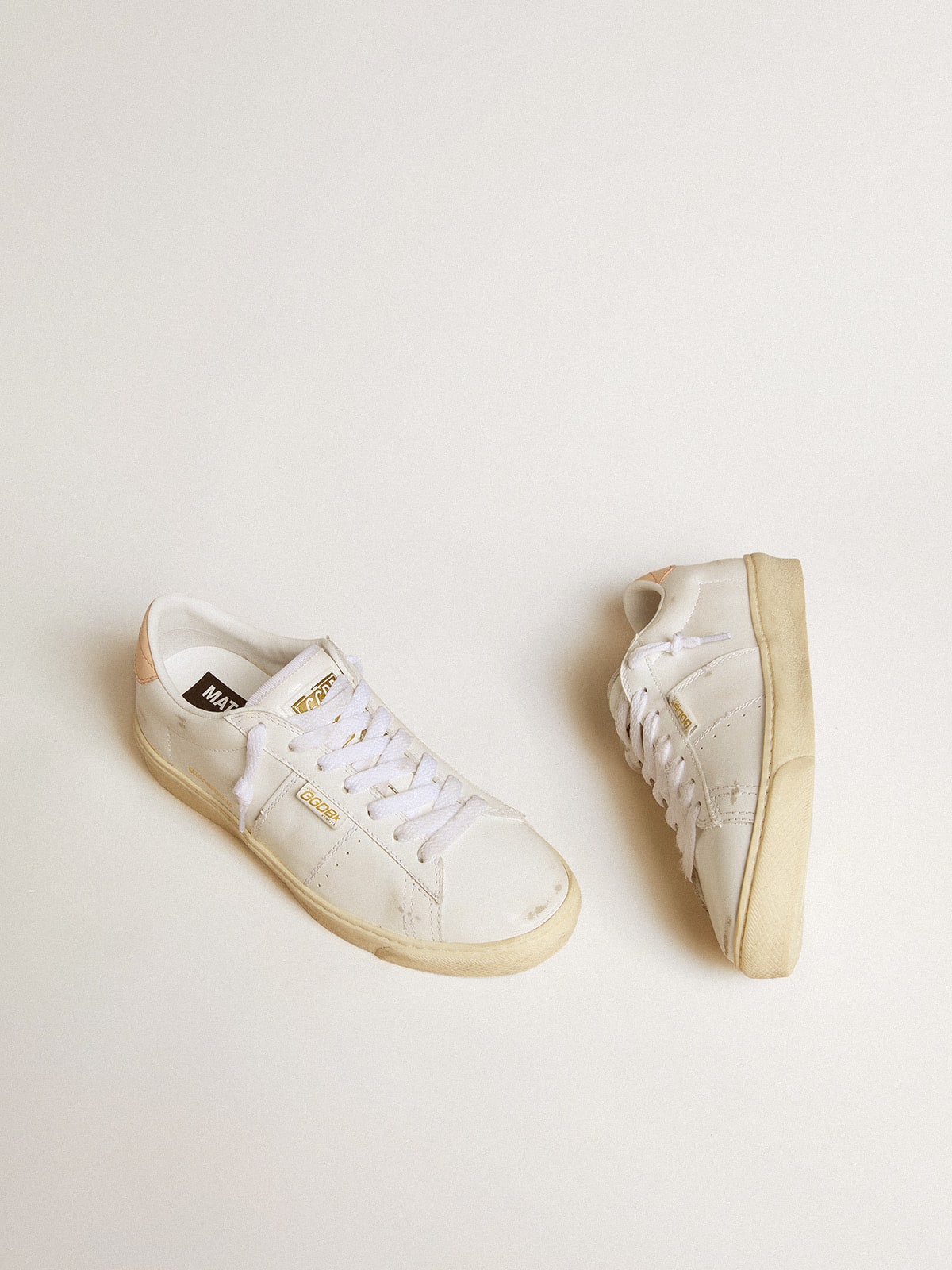 Matchstar in leather with peach pink heel tab | Golden Goose