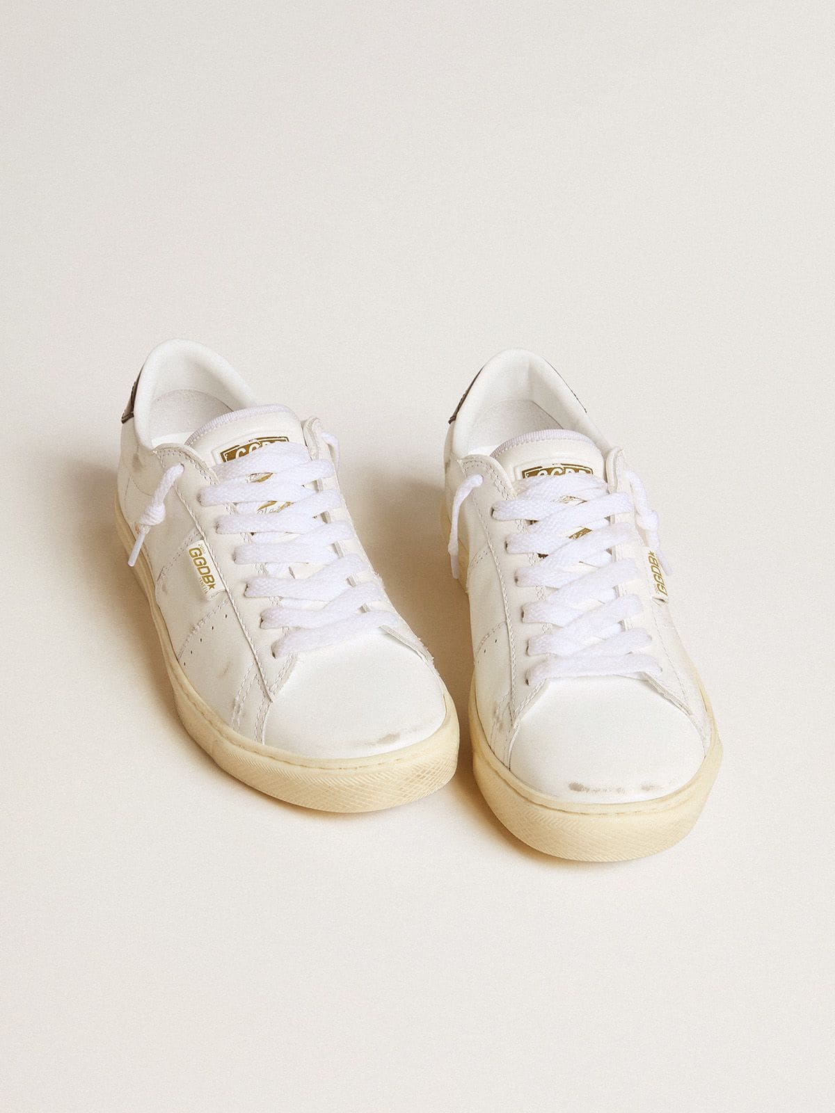 Golden Goose - Women's Matchstar in white leather with dark blue leather heel tab in 