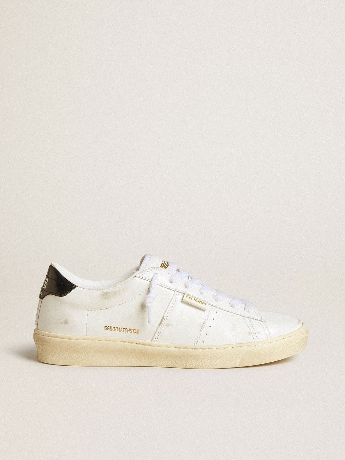Golden Goose - Women's Matchstar in white leather with dark blue leather heel tab in 