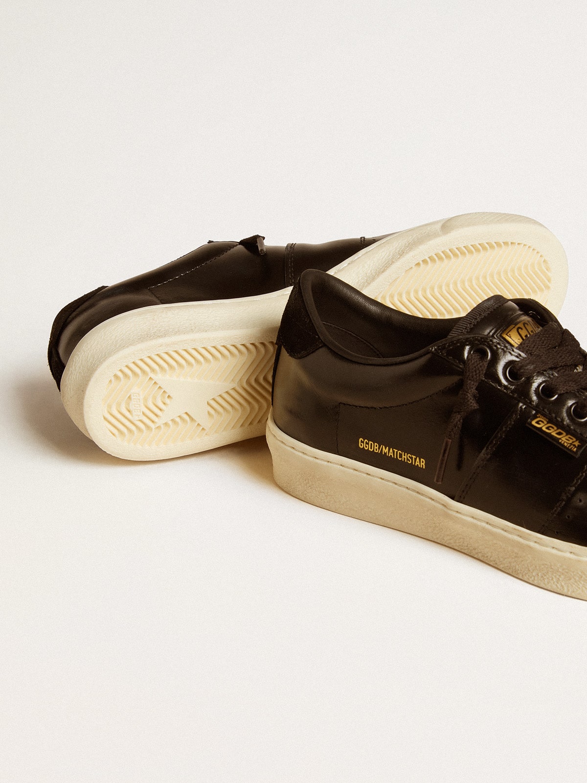 Golden Goose - Matchstar Donna in pelle nera con talloncino in suede nero in 