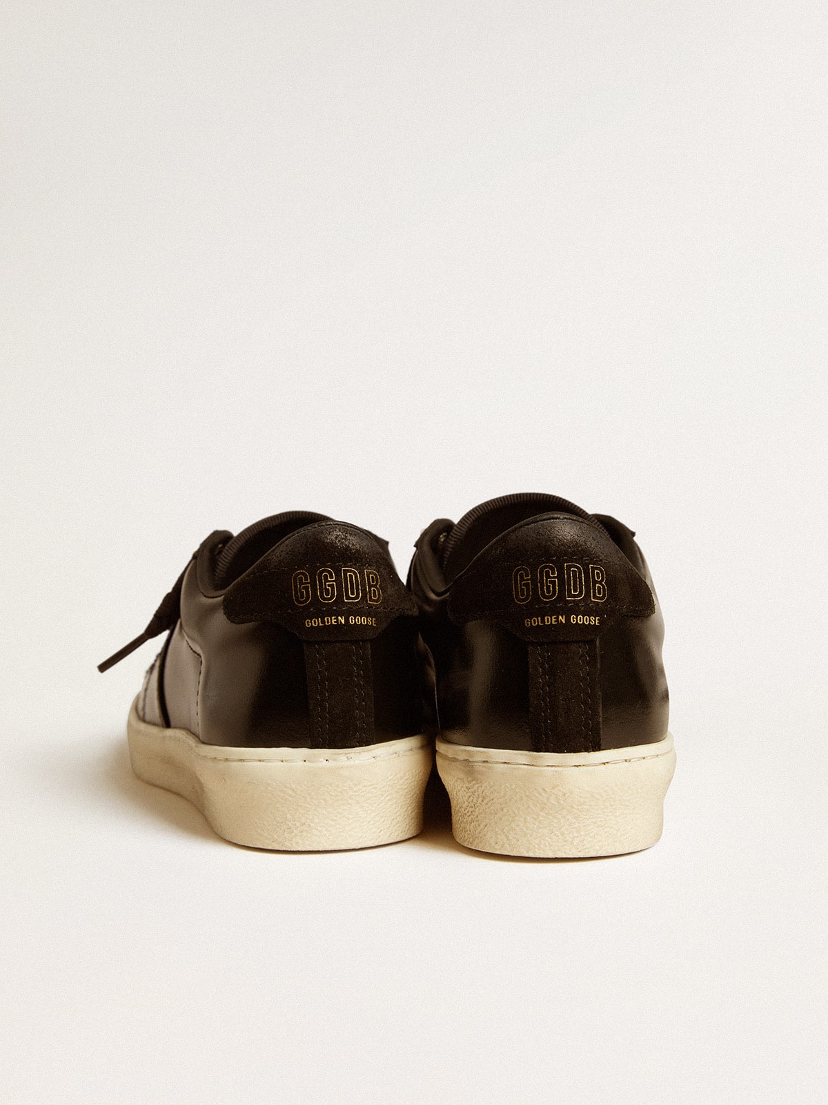 Golden Goose - Matchstar Donna in pelle nera con talloncino in suede nero in 