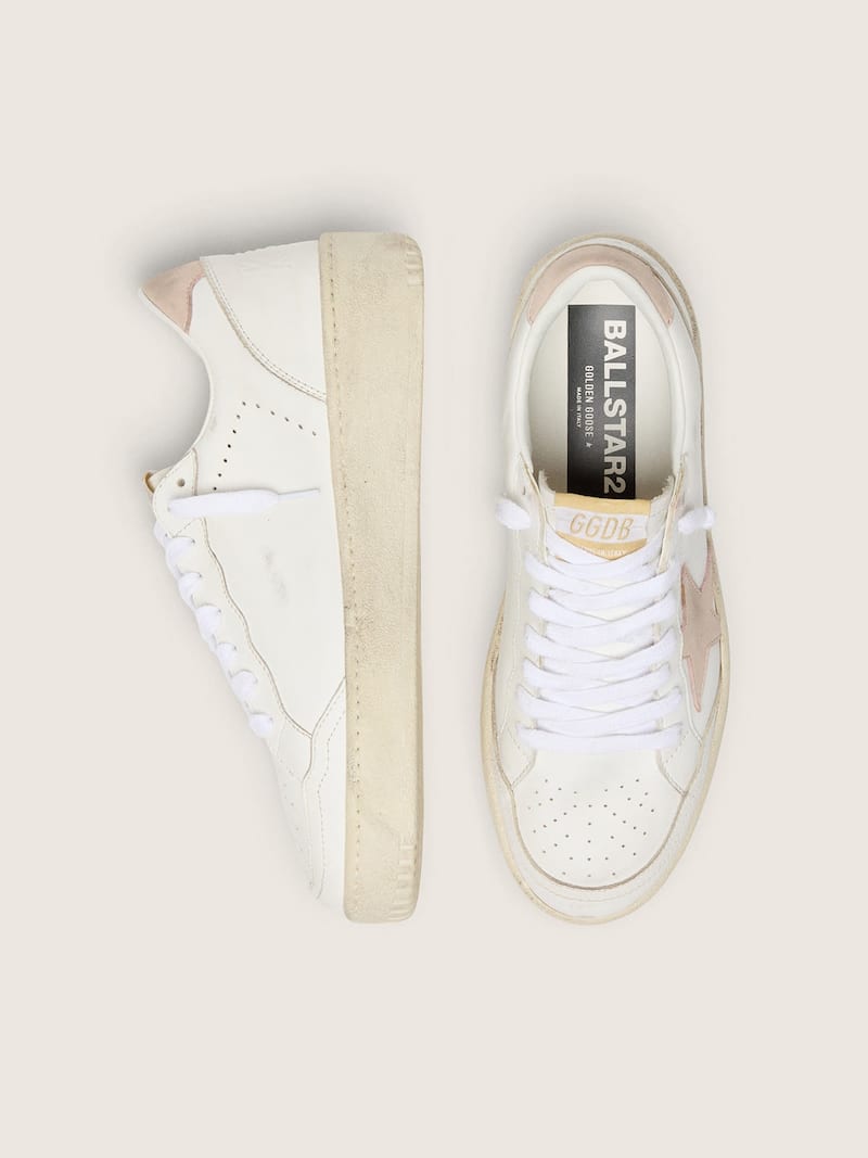 Golden Goose - Women's Ball Star with pink nubuck star and heel tab in 