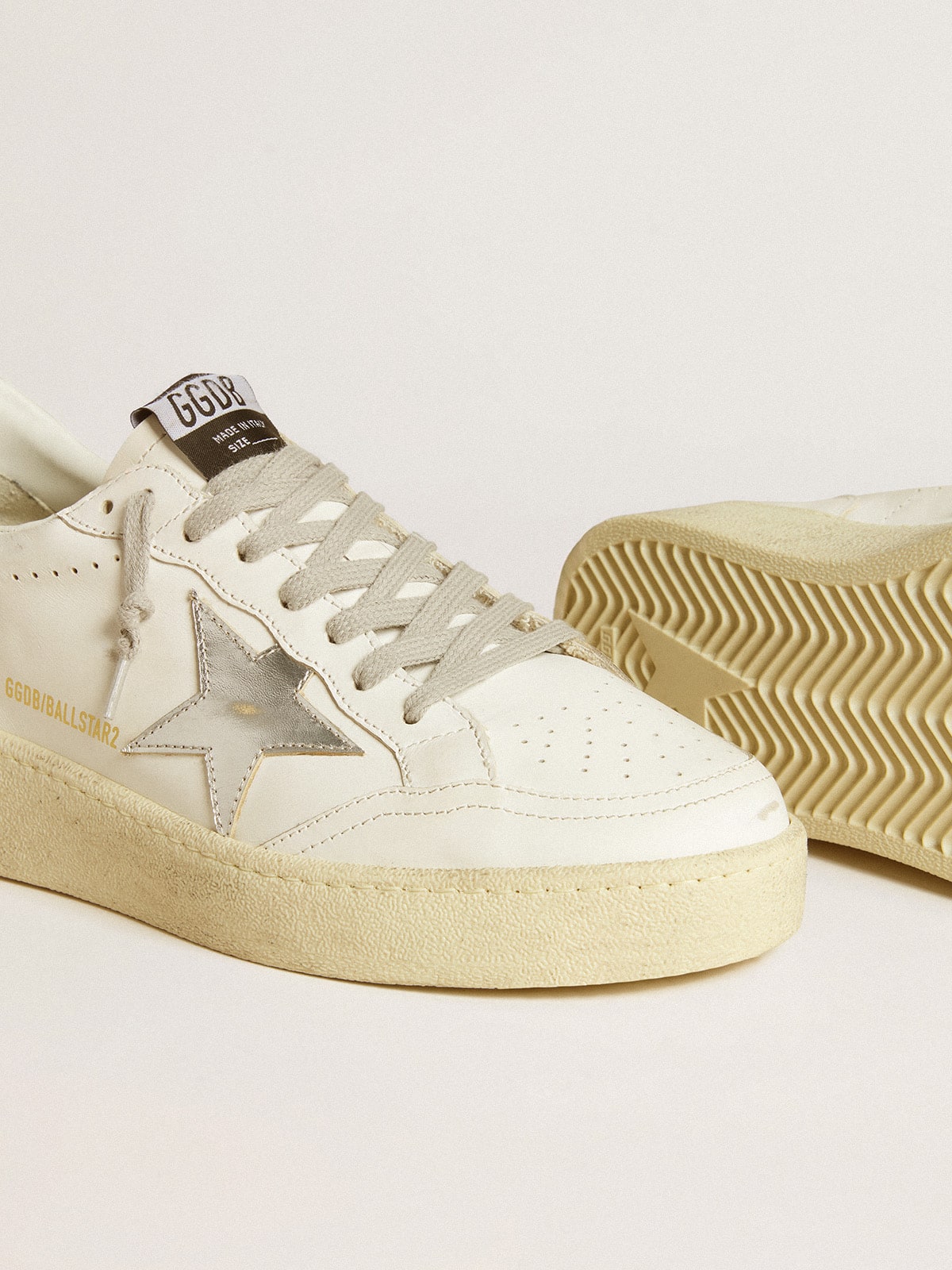 Women's Ball Star 2 with silver leather star and silver glitter heel tab | Golden  Goose