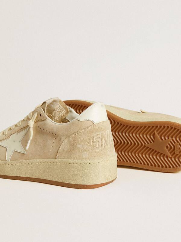 Golden Goose - Women's Ball Star in beige suede with white leather star and heel tab in 