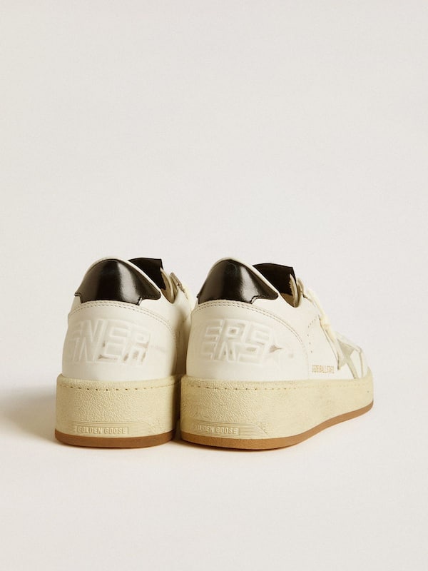 Golden Goose - Women's Ball Star with ice-gray suede star and glossy black leather heel tab in 