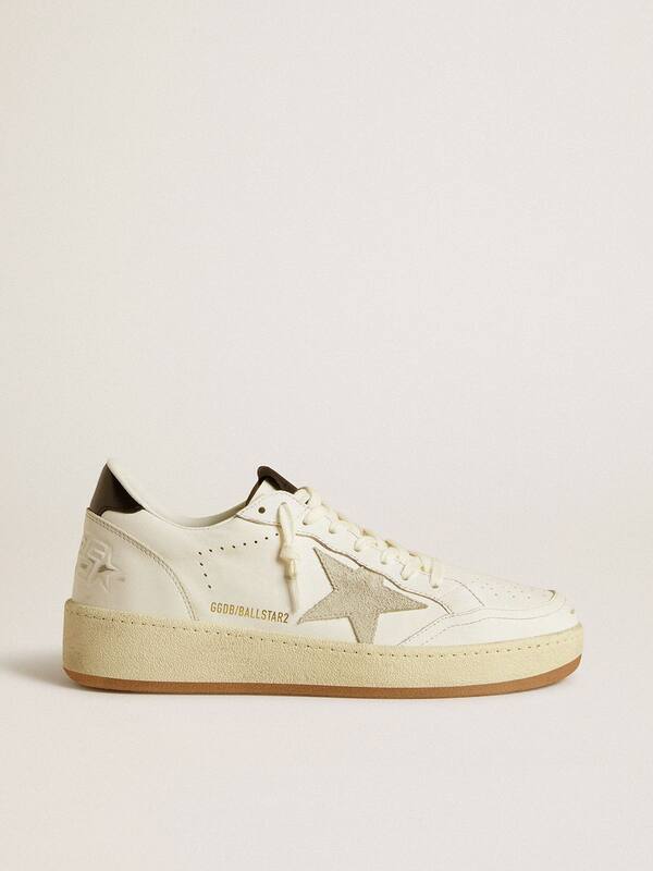 Golden Goose - Women's Ball Star with ice-gray suede star and glossy black leather heel tab in 