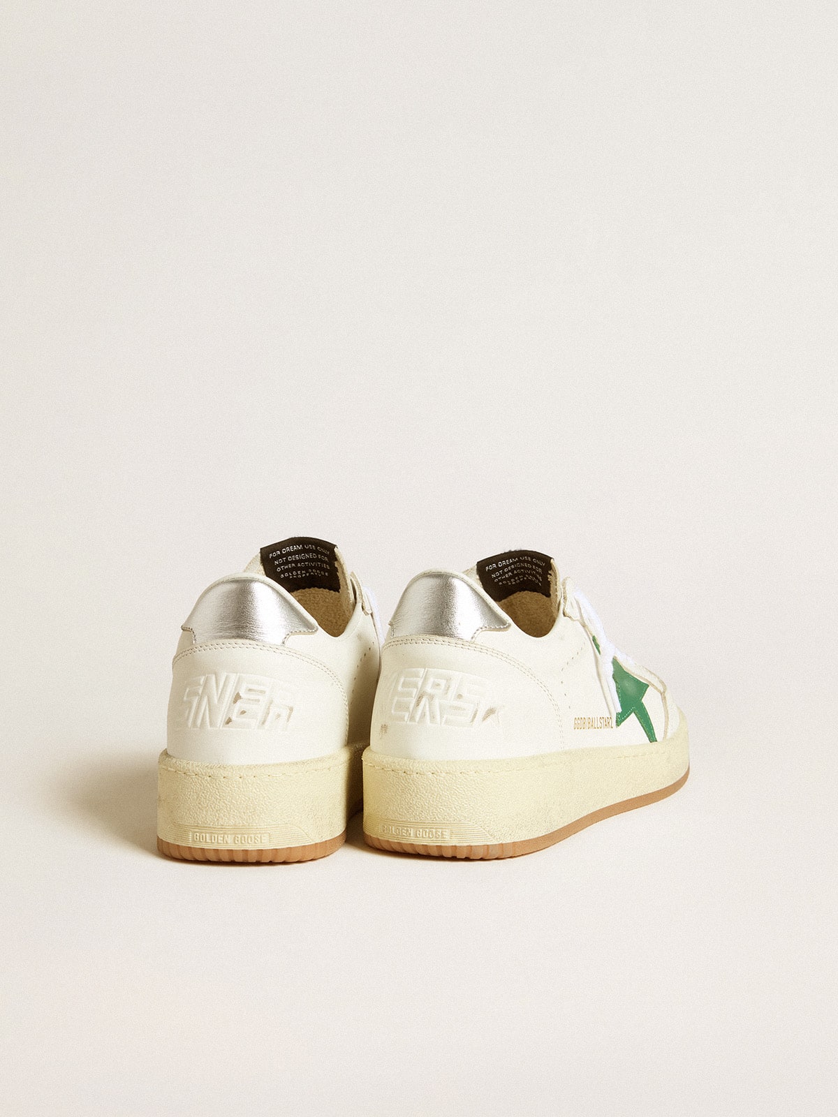 Golden Goose - Women's Ball Star 2 with green leather star and metallic leather heel tab in 