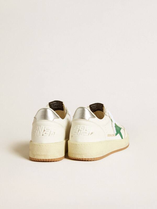 Golden Goose - Women's Ball Star with green leather star and metallic leather heel tab in 