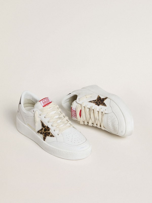 Golden Goose - Ball Star with leopard pony skin star and black laminated leather heel tab in 