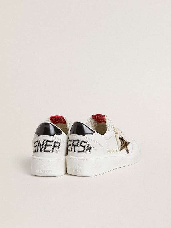 Golden Goose - Ball Star with leopard pony skin star and black laminated leather heel tab in 