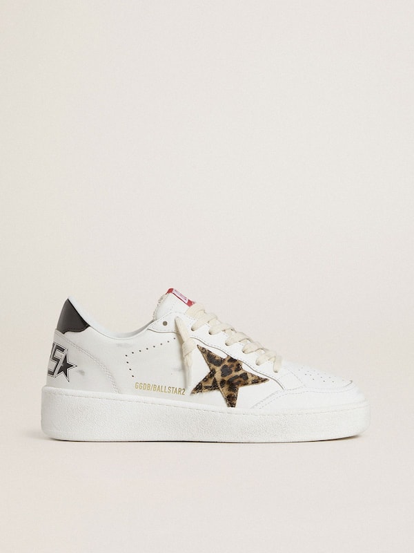 Golden Goose - Ball Star with leopard pony skin star and black laminated leather heel tab in 