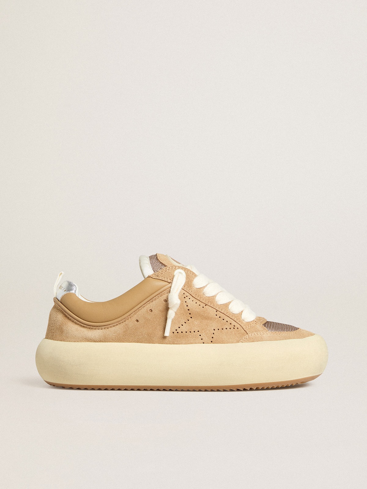 Golden Goose - Women's Space-Star Cube in tobacco suede with perforated star in 