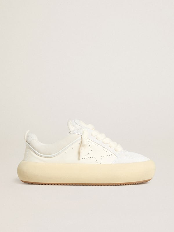Golden Goose - Women's Space-Star Cube in white leather with perforated star in 