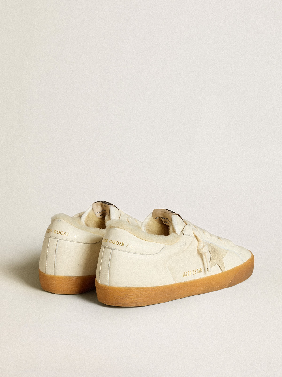 Golden Goose - Super-Star in white nappa with suede star and shearling lining in 