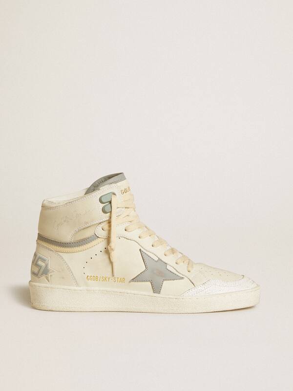 Golden Goose - Women's Sky-Star in leather with light blue leather star and white heel tab in 