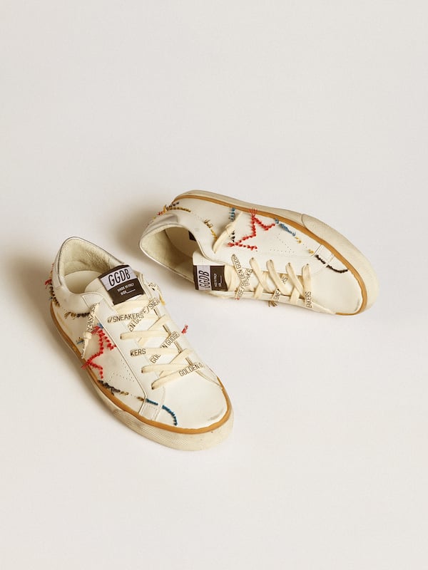 Golden Goose - Women’s Super-Star LTD with perforated star and metallic leather heel tab in 