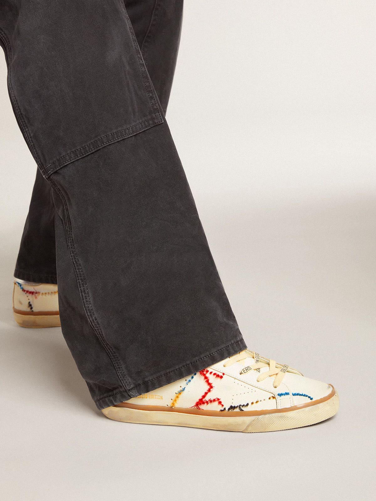 Golden Goose - Women’s Super-Star LTD with perforated star and metallic leather heel tab in 