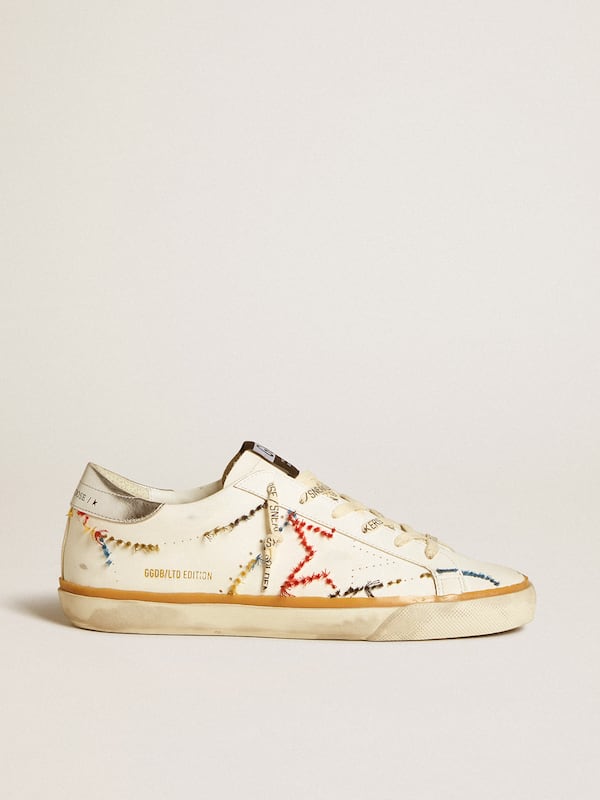 Golden Goose - Women’s Super-Star LTD with perforated star and metallic leather heel tab in 