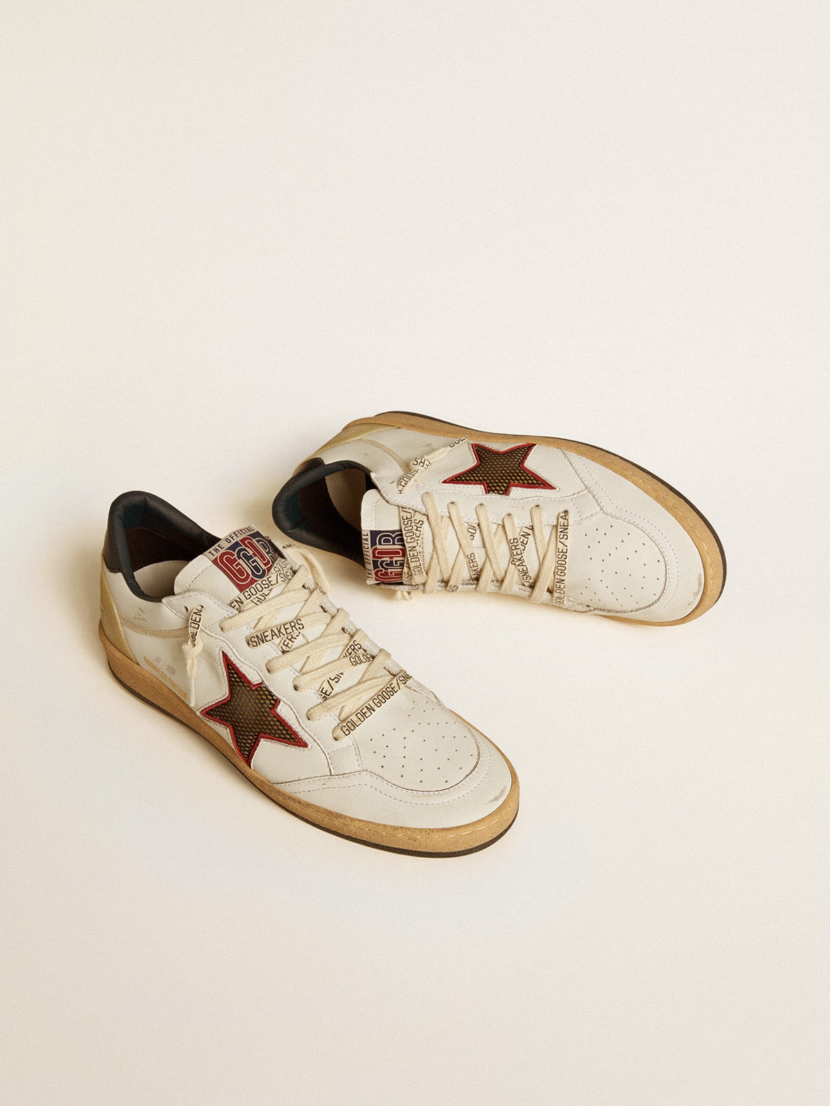 Golden Goose - Women’s Ball Star LTD with mesh star and midnight blue leather heel tab in 