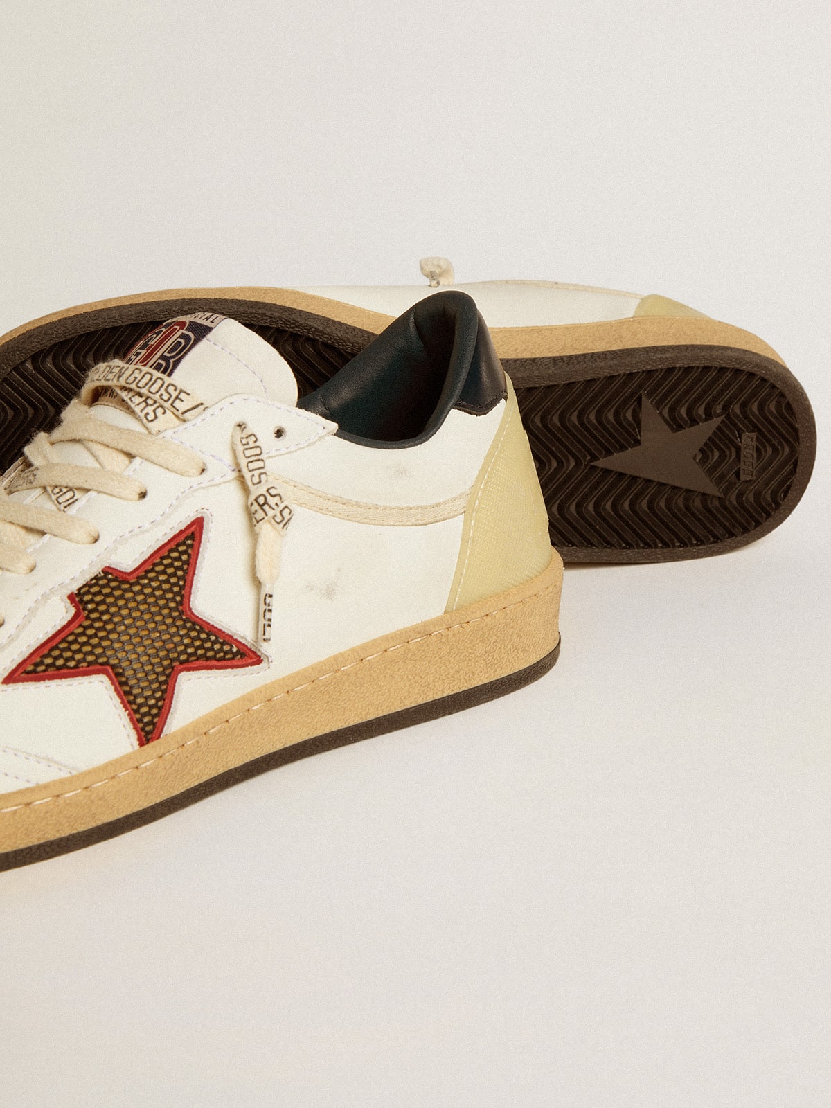 Golden Goose - Women’s Ball Star LTD with mesh star and midnight blue leather heel tab in 