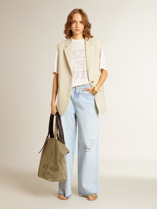 Golden Goose - Nico kitten heel sandals in metallic gold leather in 