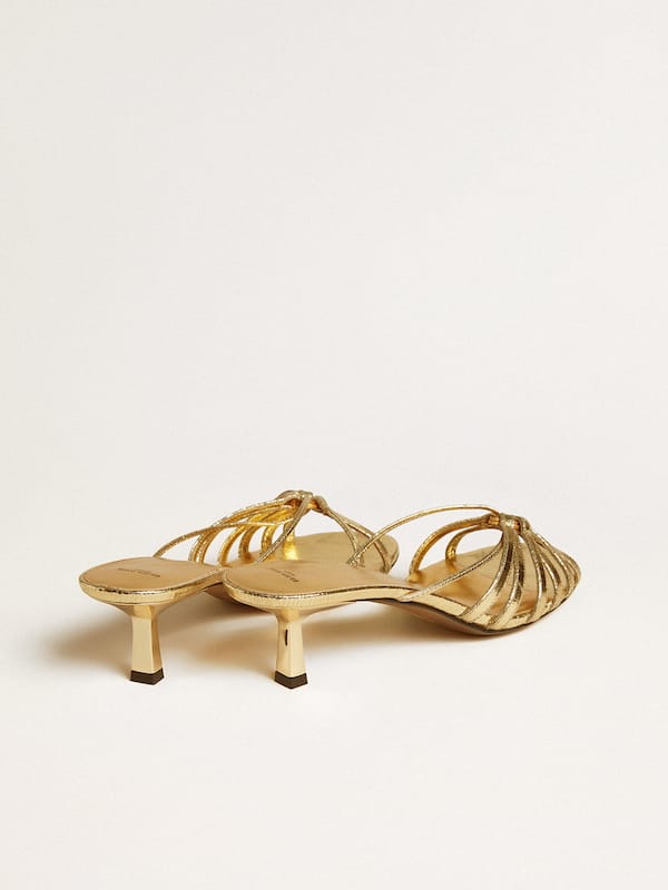 Golden Goose - Nico kitten heel sandals in metallic gold leather in 