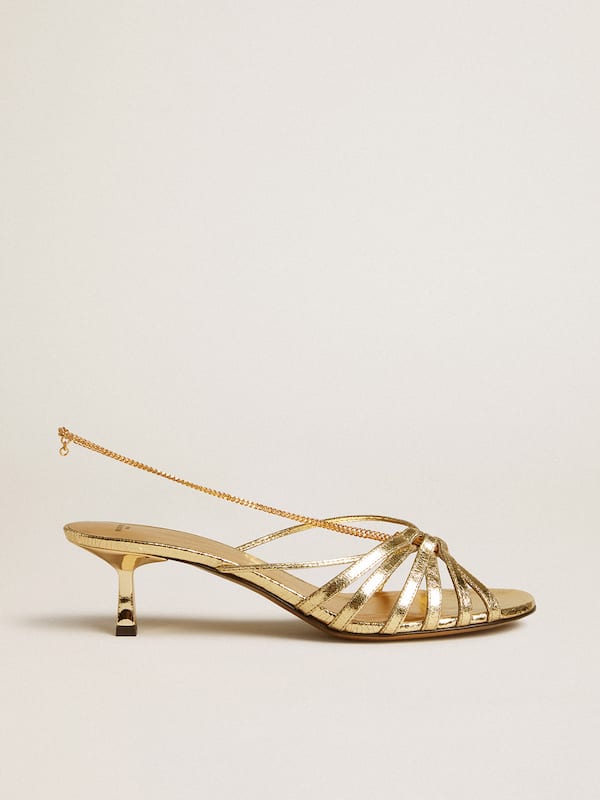 Golden Goose - Nico kitten heel sandals in metallic gold leather in 