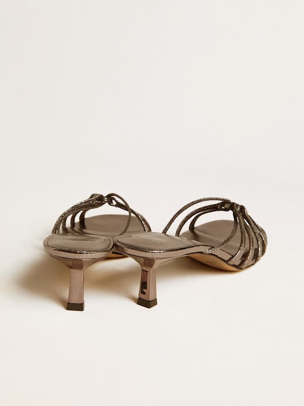 Golden Goose - Nico kitten heel sandals in metallic gray leather in 