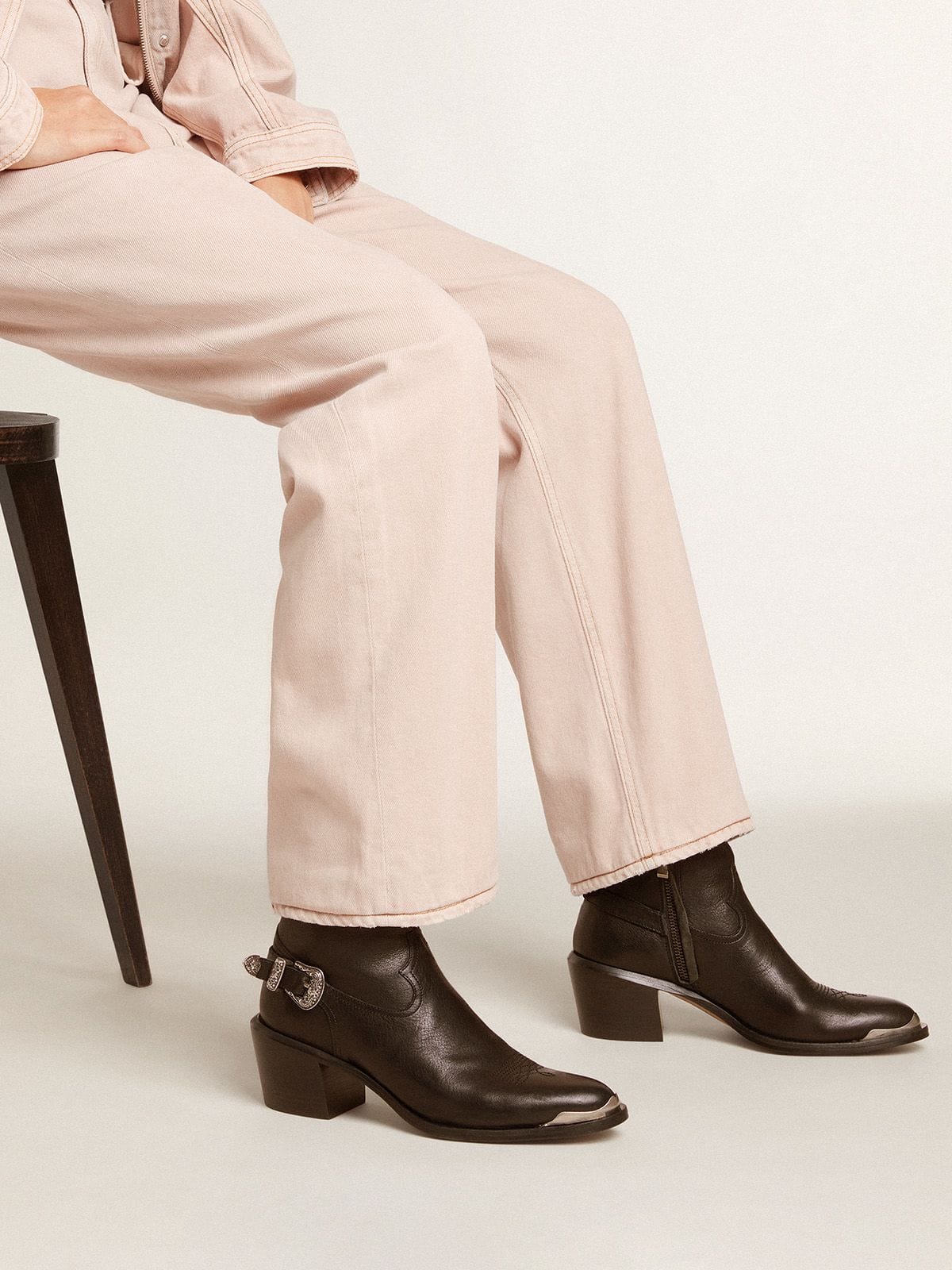 Golden Goose - Ankle boot Patty de couro preto in 