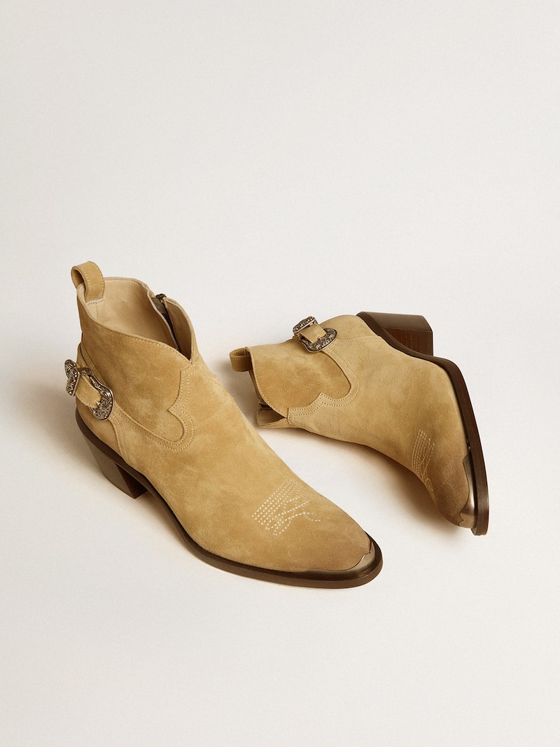 Golden Goose - Patty ankle boots in sand-colored waxed suede in 