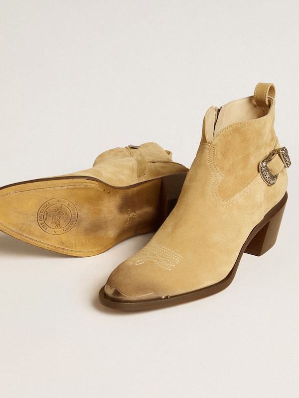 Golden Goose - Patty ankle boots in sand-colored waxed suede in 
