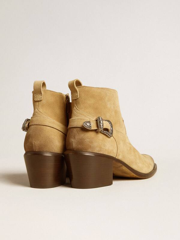 Golden Goose - Patty ankle boots in sand-colored waxed suede in 