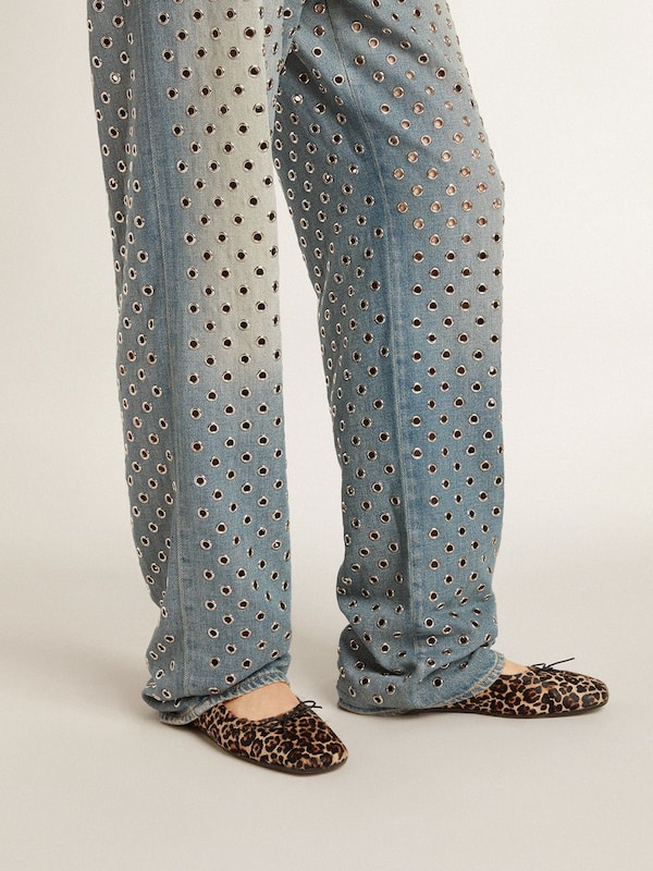 Golden Goose - Amy ballet flats in beige leopard-print pony skin in 