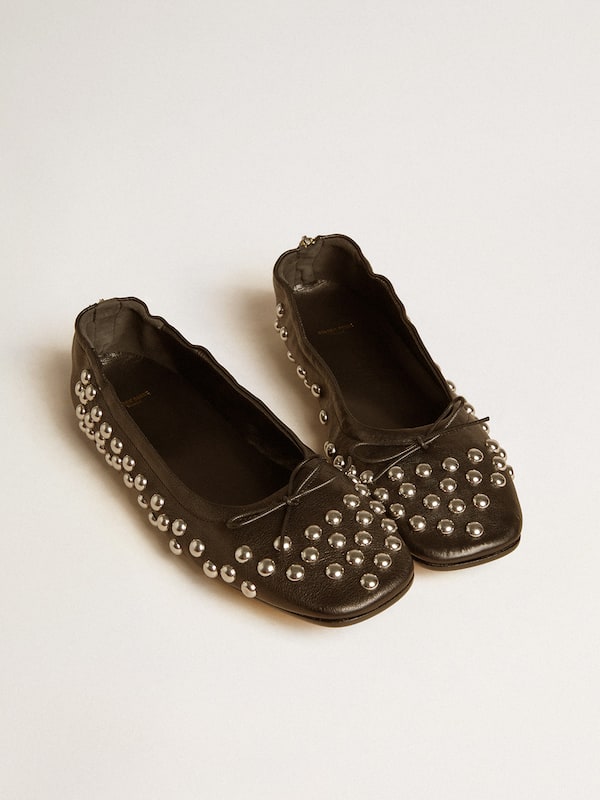 Golden Goose - Amy ballet flats in black nappa leather with silver colored studs  in 