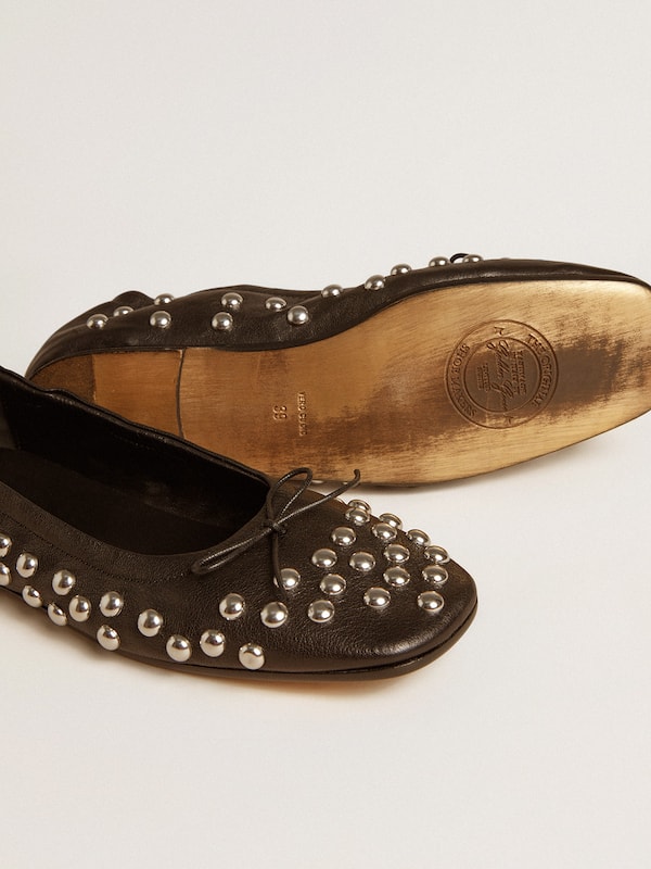 Golden Goose - Amy ballet flats in black nappa leather with silver colored studs  in 
