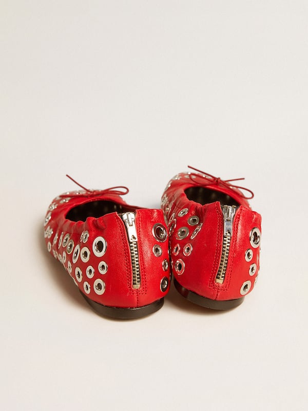 Golden Goose - Amy ballet flats in red nappa leather with silver colored studs  in 