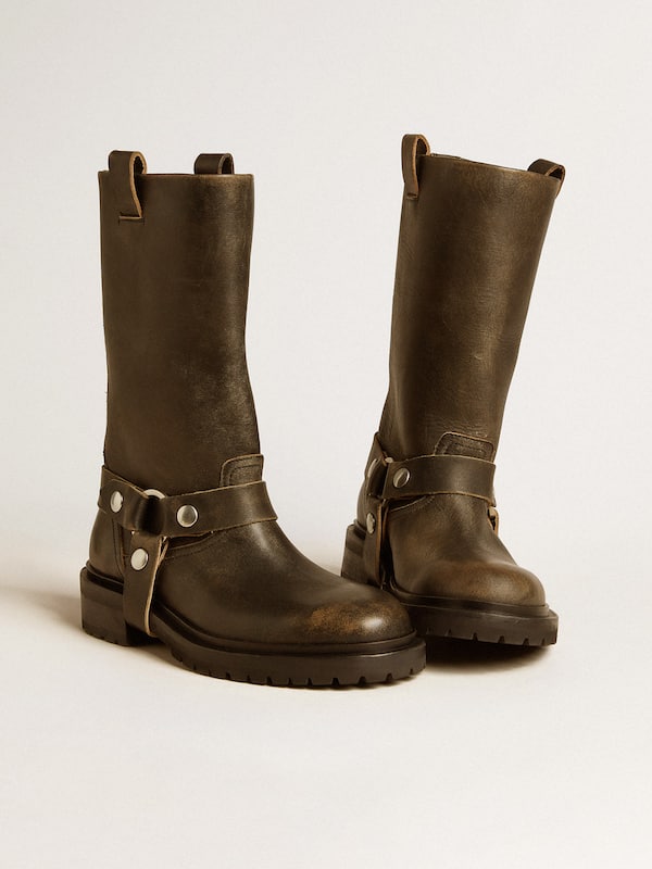 Golden Goose - Kurt boots in black leather with silver buckle in 