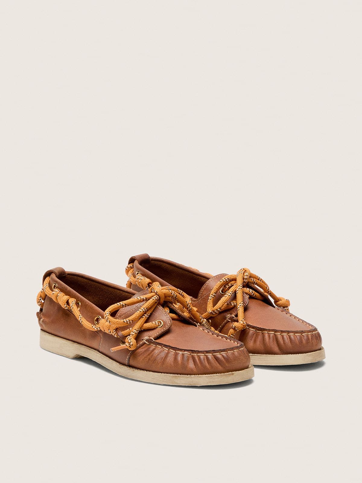 Golden Goose - Mocassins Cruise pour femme en cuir tabac avec lacets trekking orange in 