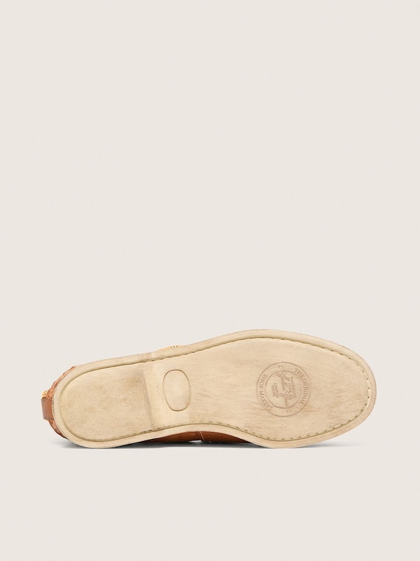 Golden Goose - Women's Cruise loafers in tobacco-colored leather with orange hiking laces in 