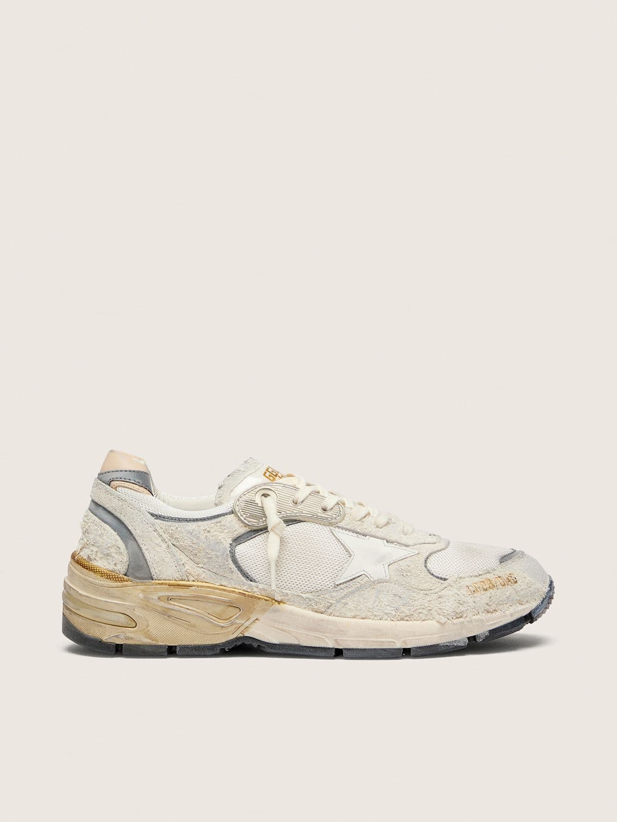 Golden Goose - Women's Dad-Star in suede and mesh with white leather star and beige leather heel tab in 