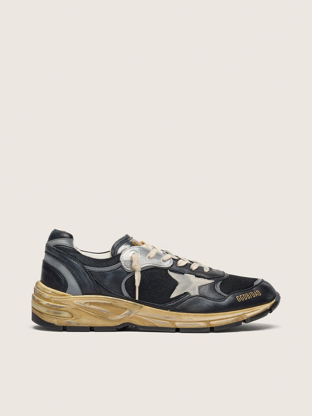 Golden Goose - Schwarz-silberner Dad-Star Damen aus Mesh und Nappa mit eisgrauem Stern in 