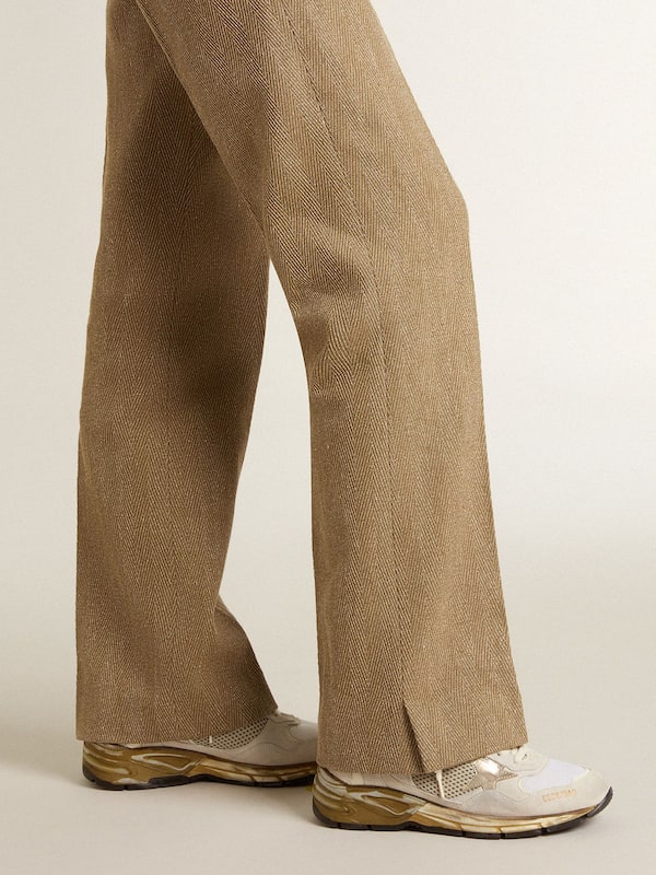 Golden Goose - Women's Dad-Star in mesh and white suede with gold foiled star in 