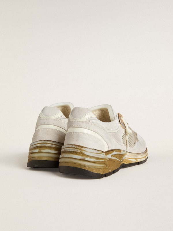 Golden Goose - Women's Dad-Star in mesh and white suede with gold foiled star in 