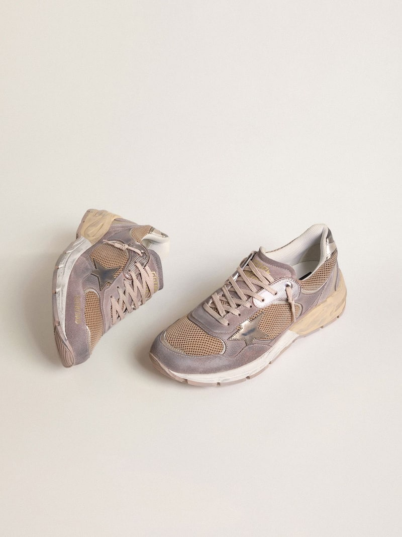 Golden Goose - Dad-Star de mujer de ante y malla lila con estrella y refuerzo del tal&oacute;n de piel laminada in 
