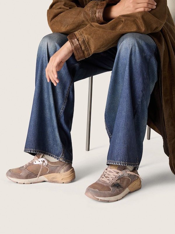 Women's Dad-Star in lilac suede and mesh with laminated leather star and heel tab