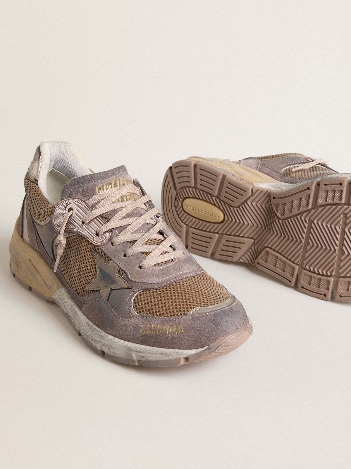 Golden Goose - Women's Dad-Star in lilac suede and mesh with laminated leather star and heel tab in 