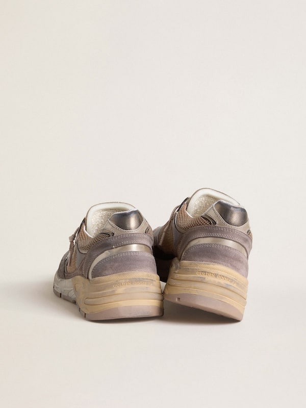 Golden Goose - Dad-Star Donna in suede e rete lilla con stella e talloncino in pelle laminata in 